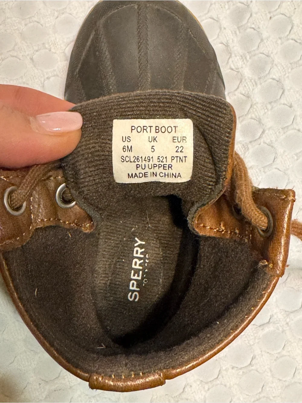 Sperry Kids Brown Leather and Black Rubber Duck Boots